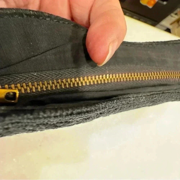 Vintage Laurel Corded Black Handbag Clutch Art Deco Design - Picture 4 of 10